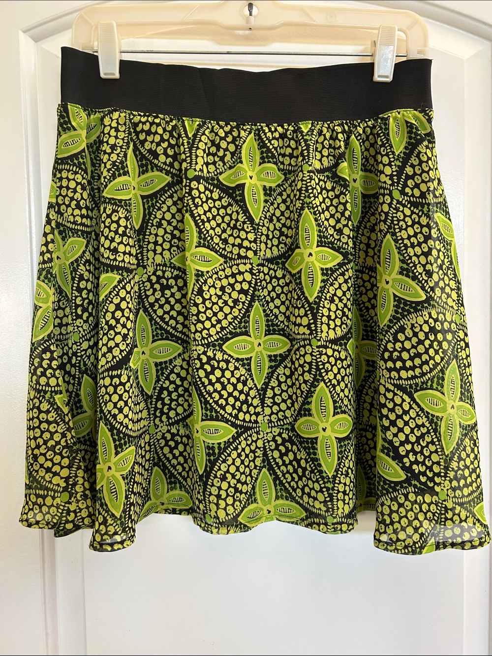 Massimo Neon Green & Black Patterned Skater Skirt